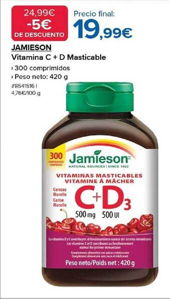 Costco Jamieson vitamina c + d masticable oferta