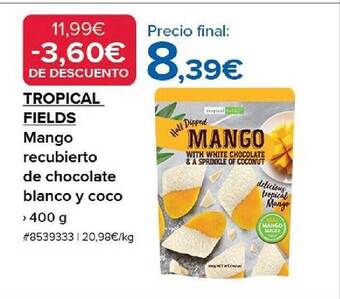 Costco Tropical fields mango recubierto de chocolate blanco y coco oferta