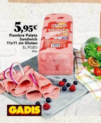 Gadis Fiambre paleta sandwich 11x11 sin gluten el pozo oferta