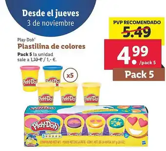 Lidl Play-doh plastilina de colores oferta