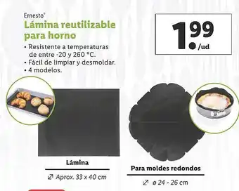 Lidl Ernesto lámina reutilizable para horno oferta