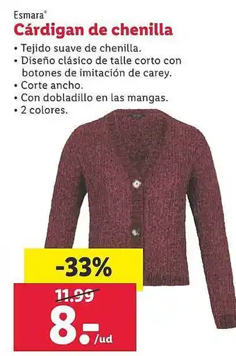 Lidl Esmara cárdigan de chenilla oferta