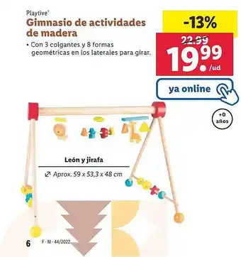 Lidl Playtive gimnasio de actividades de madera oferta