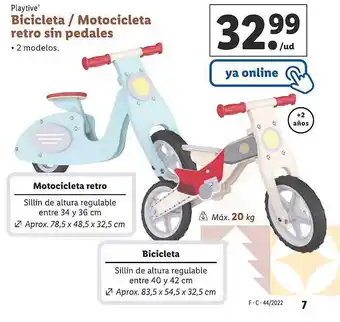 Lidl Playtive bicicleta motocicleta retro sin pedalos oferta