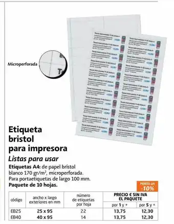 Rajapack Etiqueta bristol para impresora oferta