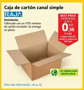 Caja de cartón canal simple