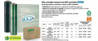 Film estirable manual cast 80% reciclado raja
