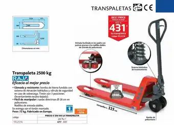 Transpaleta 2500kg raja eficacia al mejor precio