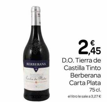 Supermercados El Jamón D.o. tierra de castilla tinto berberana carta plata oferta