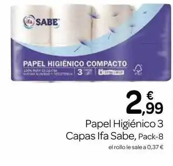 Supermercados El Jamón Papel higiénico 3 capas ifa sabe pack-8 oferta