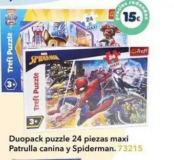 Duopack puzzle 24 piezas maxi patrulla canina y spiderman