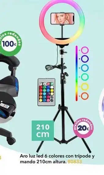 Tiendas MGI Aro luz led 6 colores con trípode y mando 210cm altura oferta