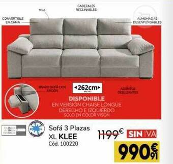 Conforama Sofã 3 plazas xl klee oferta