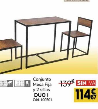Conforama Conjunto mesa fija y 2 sillas duo 1 oferta