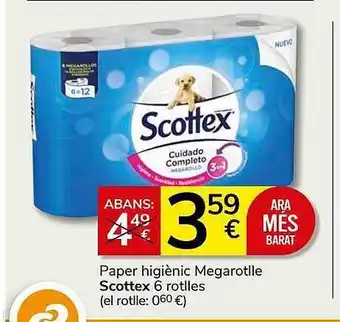 Consum Paper higiènic megarotlle scottex 6 rotlles oferta