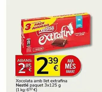 Consum Xocolata amb llet extrafina nestlé paquet oferta