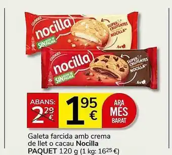 Consum Galeta farcida amb crema de llet o cacau nocilla paquet oferta