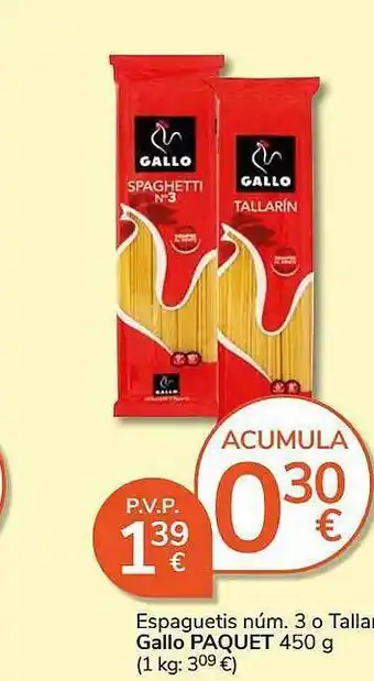 Consum Espaguetis núm. 3 o tallarina gallo paquet oferta