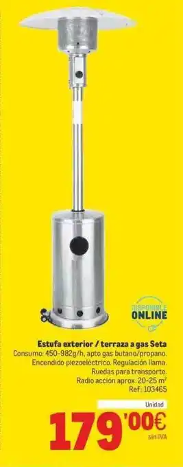 Makro Estufa exterior - terraza a gas seta oferta