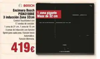 FROIZ Encimera Bosch PID631BBIE 3 inducción Zona 32cm oferta