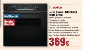 FROIZ Horno Bosch HBA5360B0 Negro Cristal oferta