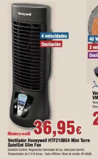 FROIZ Ventilador Honeywell HTF210BE4 Mini Torre QuietSet Slim Fan oferta