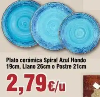 FROIZ Plato cerámica Spiral Azul Hondo 19cm, Llano 26cm o Postre 21cm oferta