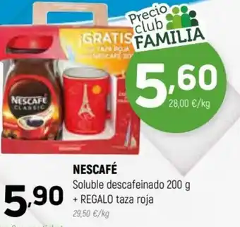 Coviran Nescafé soluble descafeinado 200 g + Regalo taza roja oferta