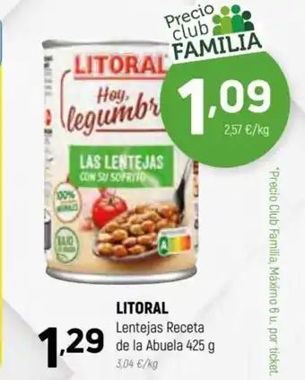 Coviran Litoral Lentejas Receta de la abuela 425 g oferta