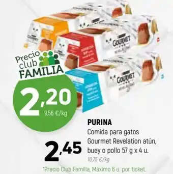 Coviran Purina Comida para gatos Go9urmet Revelation atún buey o pollo 57 g x 4 u oferta