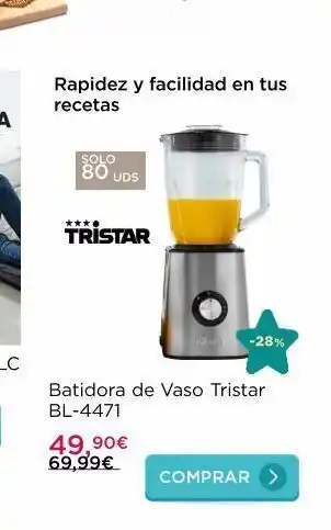 La tienda en casa **** solo 80 uds rapidez y facilidad en tus recetas tristar 49,90€ 69,99€ -28% batidora de vaso tristar bl-4471 compr oferta