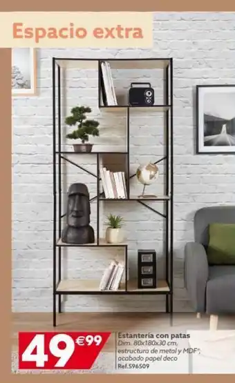 GiFi Espacio extra 49€9⁹ ojo estantería con patas dim. 80x180x30 cm, estructura de metal y mdf, acabado papel deco ref.596509 oferta