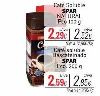 Cuevas Cash Café soluble spar natural fco café soluble descafeinado spar fco. oferta