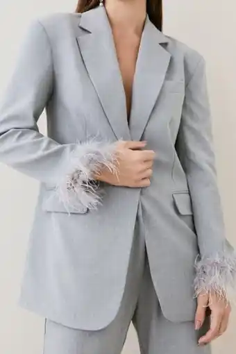 Karen Millen Tall feather cuff detail single breasted blazer oferta
