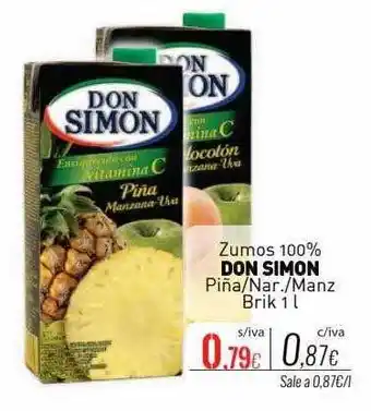 Cuevas Cash Zumos 100% don simon piña-nar.-manz brik oferta