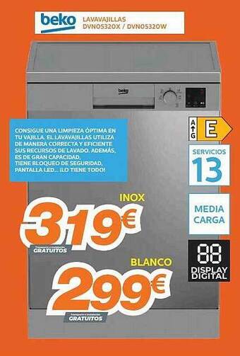Pascual Martí Beko lavavajillas dvn05320x dvn05320w oferta