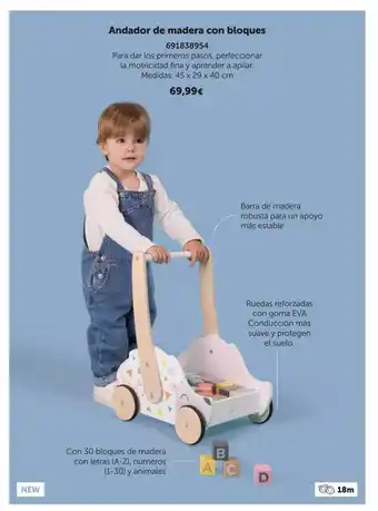 EurekaKids Andador de madera con bloques oferta