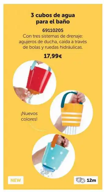 3 cubos de agua para el baño