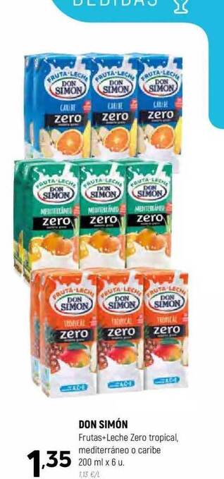 Coviran Don simón frutas+leche zero tropical mediterráneo o caribe oferta