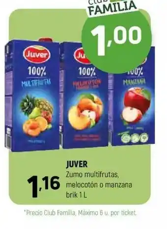 Coviran Juver zumo multifrutas melocotón o manzana brik oferta