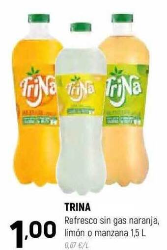 Coviran Trina refresco sin gas naranja limón o manzana oferta