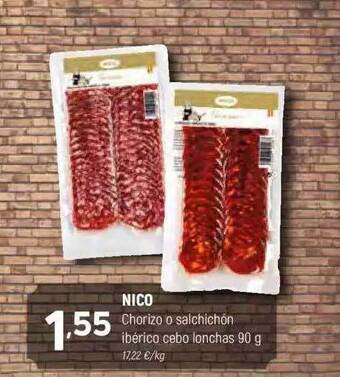Coviran Nico chorizo o salchichón ibérico cebo lonchas oferta