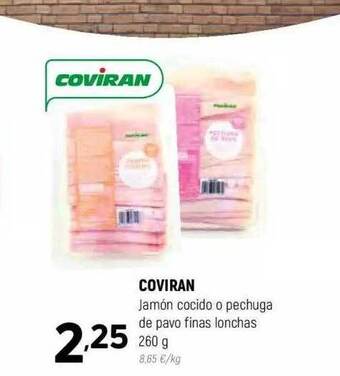 Coviran Coviran jamón cocido o pechuga de pavo finas lonchas oferta