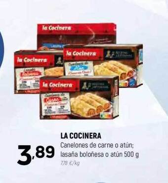 Coviran La cocinera canelones de carne o atún; lasaña boloñesa o atún oferta