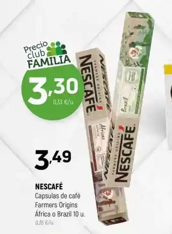 Coviran Nescafé capsulas de café farmers origins áfrica o brazil oferta