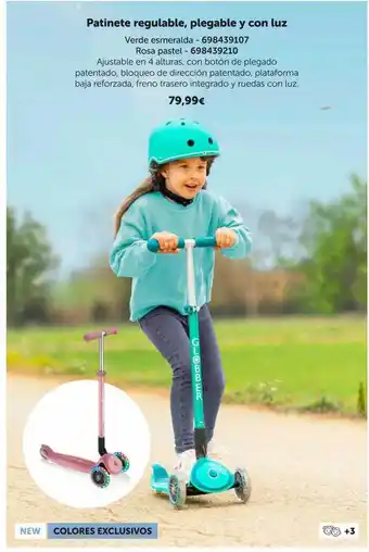 EurekaKids Patinete regulable, plegable y con luz oferta