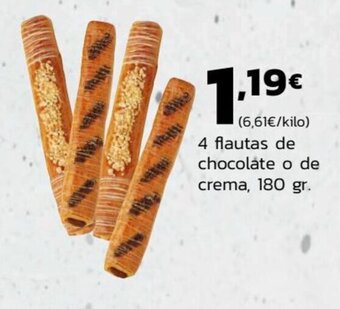 Supermercados Lupa 4 Flautas de chocolate o de crema 180 gr. oferta