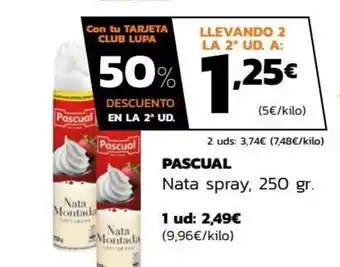 Supermercados Lupa Pascual Nata spray 250 gr. oferta