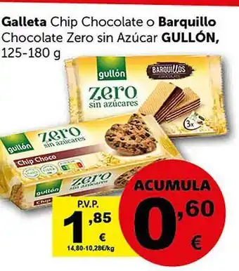 Masymas Galleta chip chocolate o barquillo chocolate zero sin azúcar gullón oferta