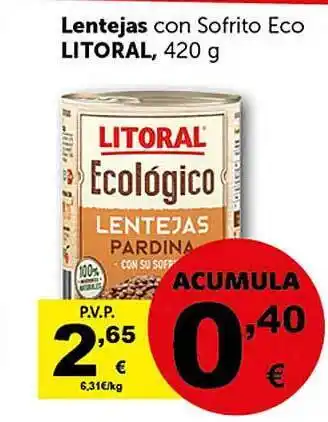 Masymas Lentejas con sofrito eco litoral oferta